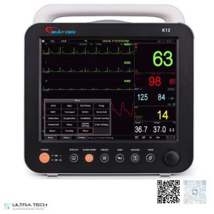 K12 multi-parameter patient monitorCardio Care multi-parameter patient monitor displaying ECG, SpO2, NIBP and vital signs for ICU hospital monitoring