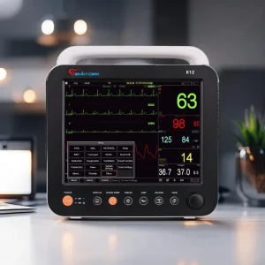 K12 multi-parameter patient monitorCardio Care multi-parameter patient monitor displaying ECG, SpO2, NIBP and vital signs for ICU hospital monitoring